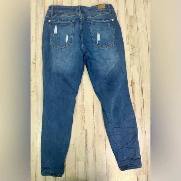 Judy Blue Jeans Womens 16W Blue Mid Rise Distressed Snake Print Skinny - Picture 8 of 10